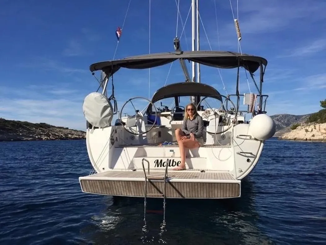Exterior view of Malbec, a Bavaria Cruiser 46 sailboat at Seget Donji, Croatia