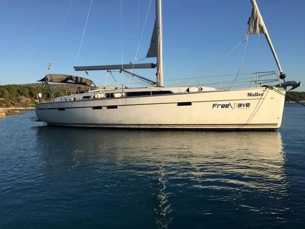 Exterior view of Malbec, a Bavaria Cruiser 46 sailboat at Seget Donji, Croatia