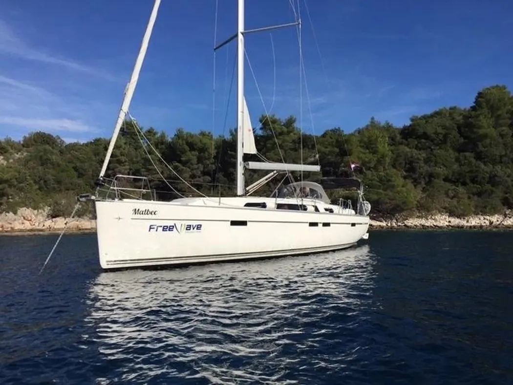 Exterior view of Malbec, a Bavaria Cruiser 46 sailboat at Seget Donji, Croatia
