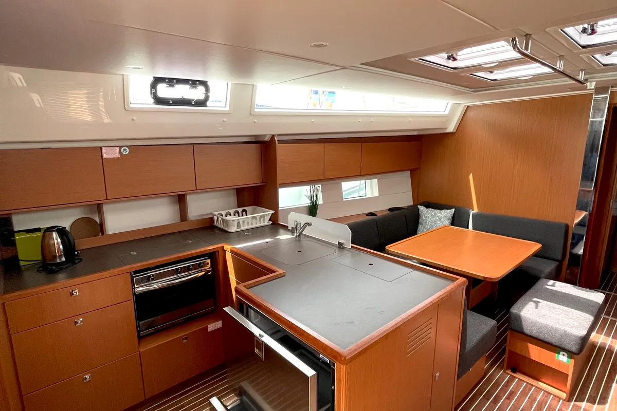 Galley of Ciao Bella, a Bavaria C50 Holiday sailboat at Grad Kaštela, Croatia