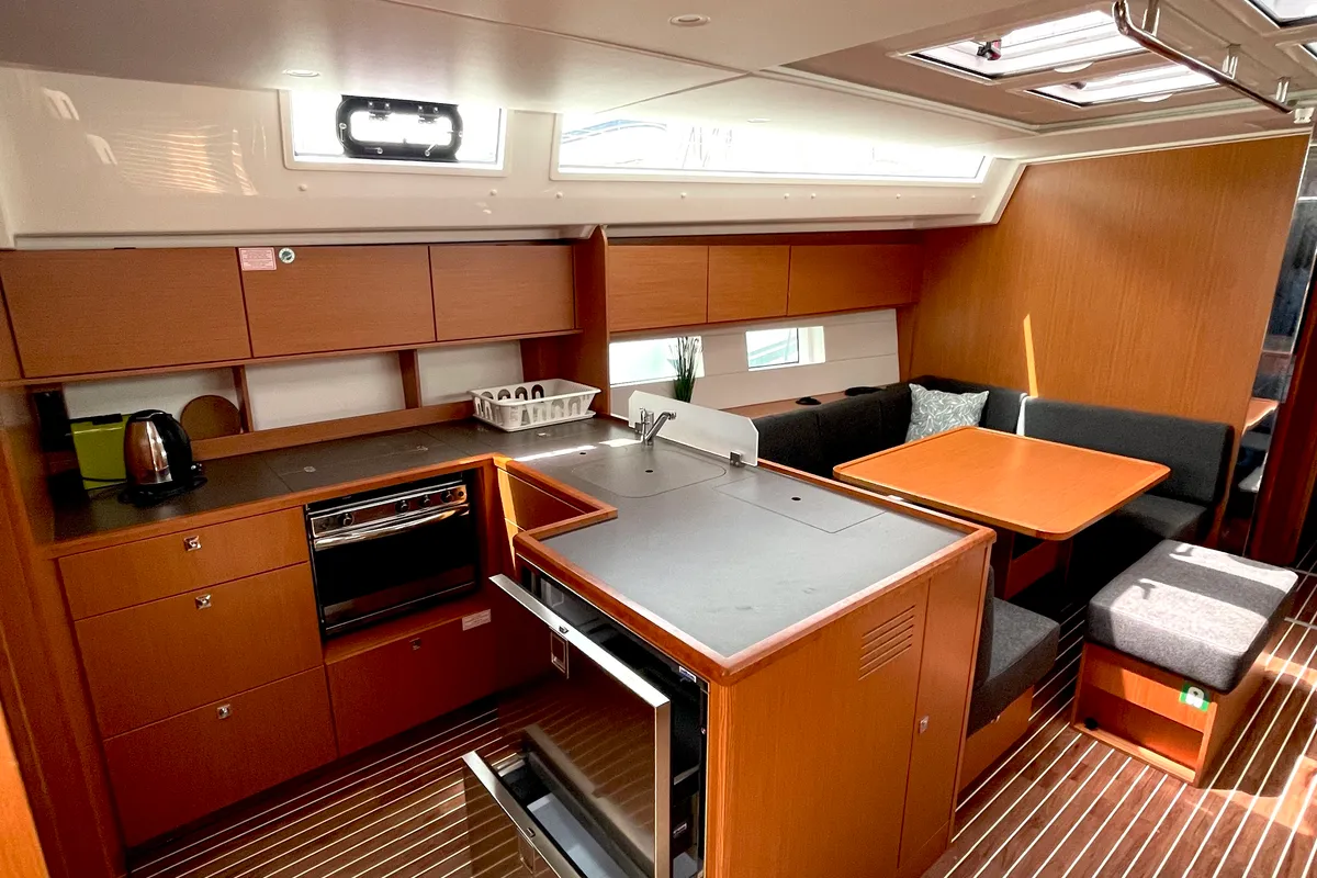 Galley of Ciao Bella, a Bavaria C50 Holiday sailboat at Grad Kaštela, Croatia