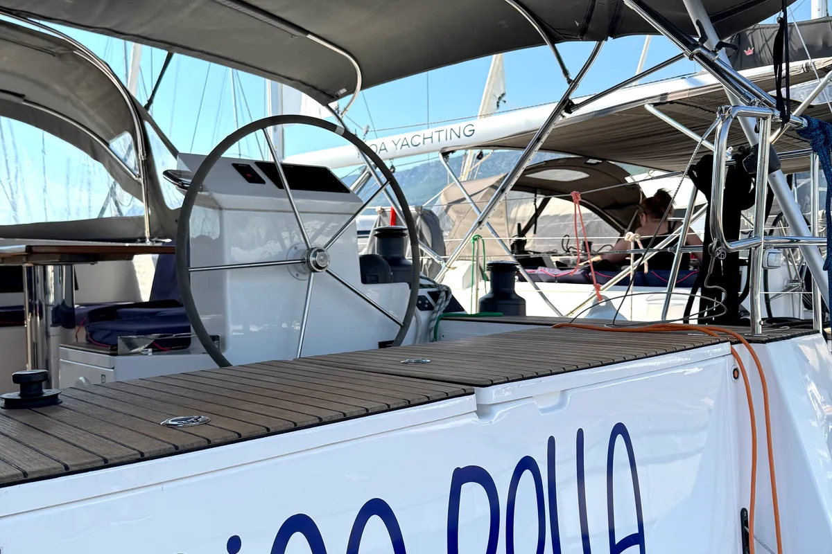 Ciao Bella, a Bavaria C50 Holiday sailboat at Grad Kaštela, Croatia