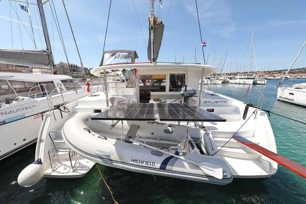 Exterior view of Atlantic, a Lagoon 400 catamaran at Općina Medulin, Croatia