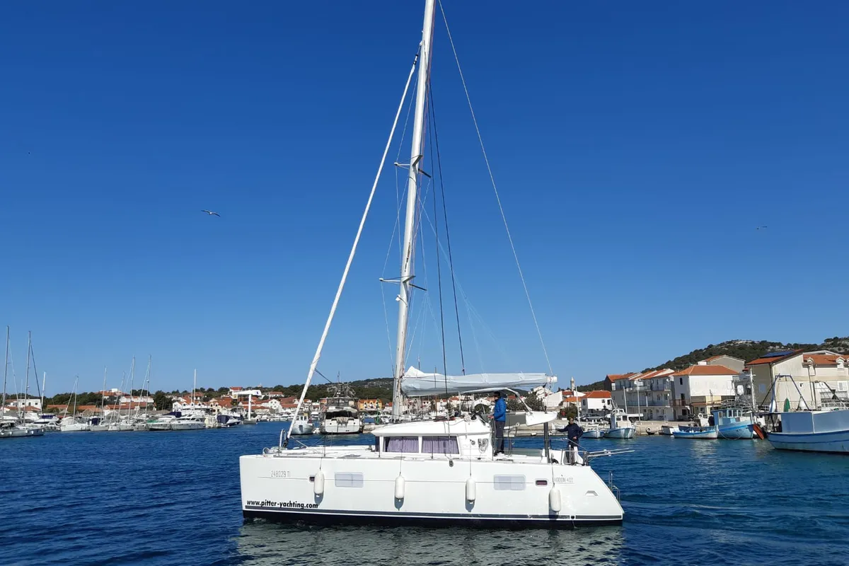Cockpit of Atlantic, a Lagoon 400 catamaran at Općina Medulin, Croatia