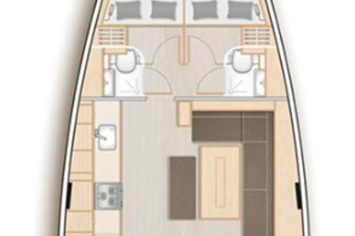 Floor plan of Big Blue, a Hanse 508 sailboat at Athens, Greece