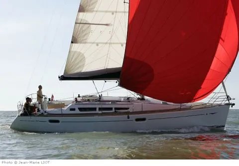 Exterior view of Praha, a Jeanneau Sun Odyssey 42i sailboat at Olbia, Italy
