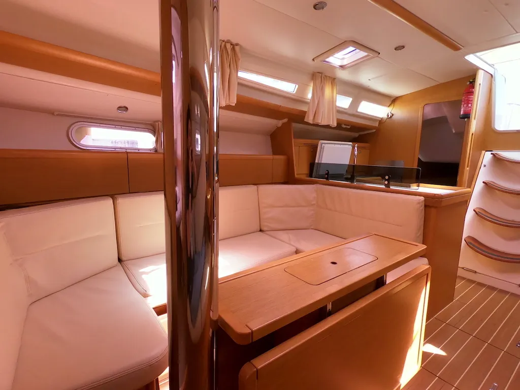 Salon of Praha, a Jeanneau Sun Odyssey 42i sailboat at Olbia, Italy