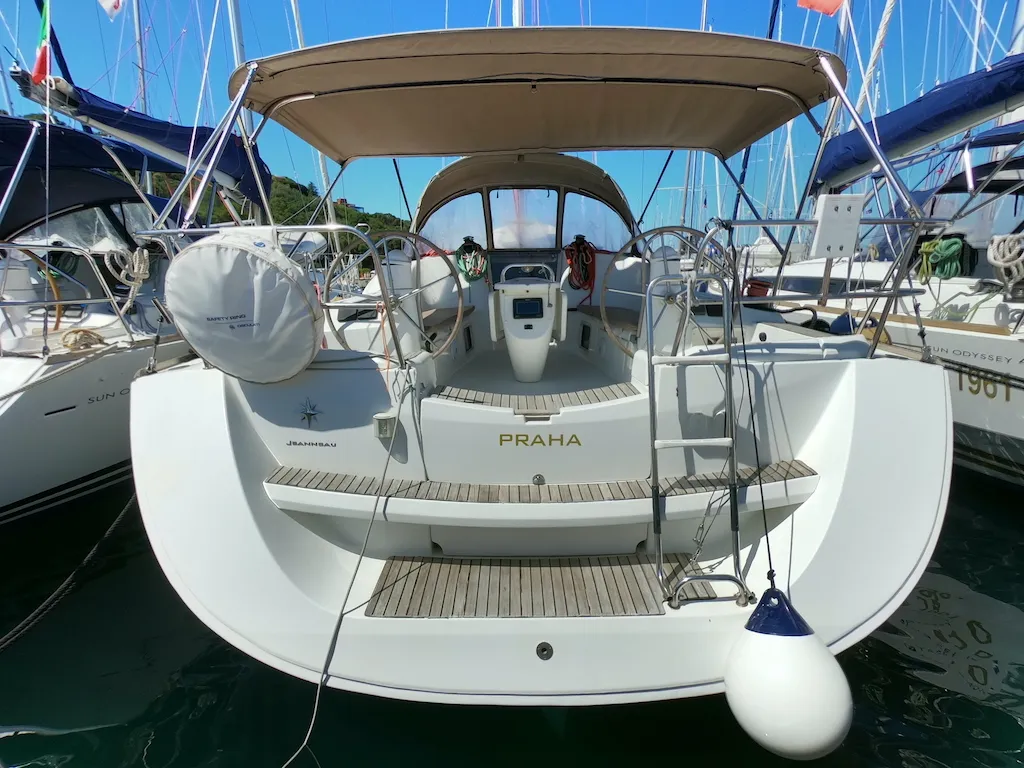 Praha, a Jeanneau Sun Odyssey 42i sailboat at Olbia, Italy