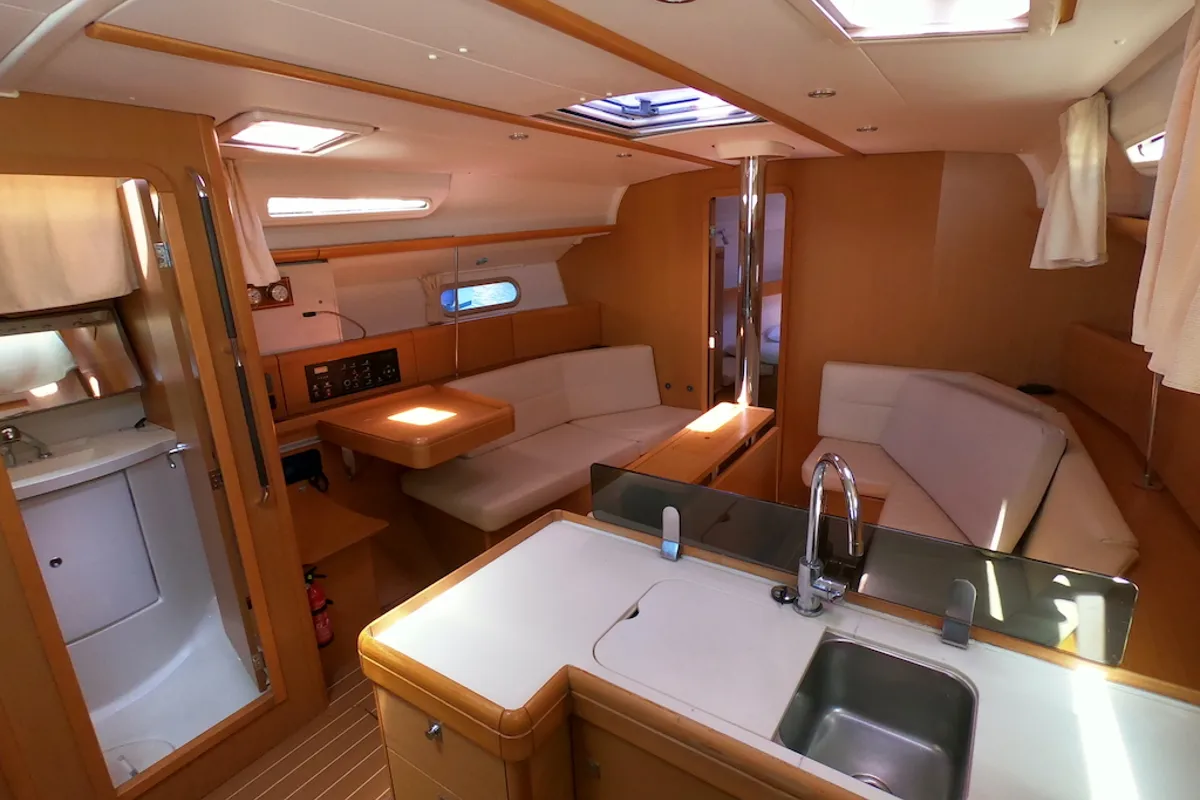 Praha, a Jeanneau Sun Odyssey 42i sailboat at Olbia, Italy