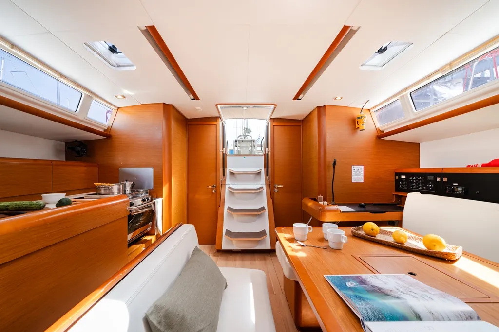 Salon of Sofia, a Jeanneau Sun Odyssey 479 sailboat at Municipal Unit of Ellomenos, Greece