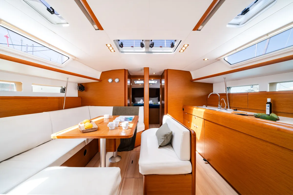 Salon of Sofia, a Jeanneau Sun Odyssey 479 sailboat at Municipal Unit of Ellomenos, Greece