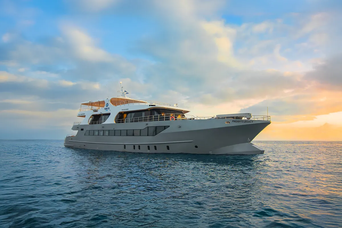 Tribute, a Luxury Motor Yacht motor yacht at Parroquia Puerto Baquerizo Moreno, Ecuador