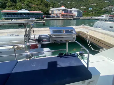 Deck of Sunrise, a Fountaine Pajot Saba 50 catamaran at Road Town, British Virgin Islands