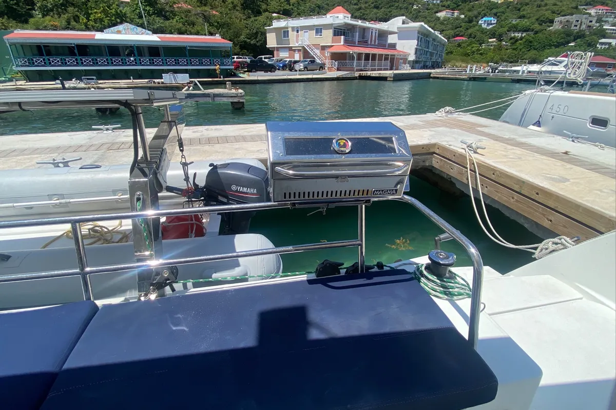 Deck of Sunrise, a Fountaine Pajot Saba 50 catamaran at Road Town, British Virgin Islands
