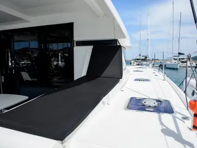 Deck of Full Moon, a Lagoon 42 catamaran at Municipal Unit of Lefkada, Greece