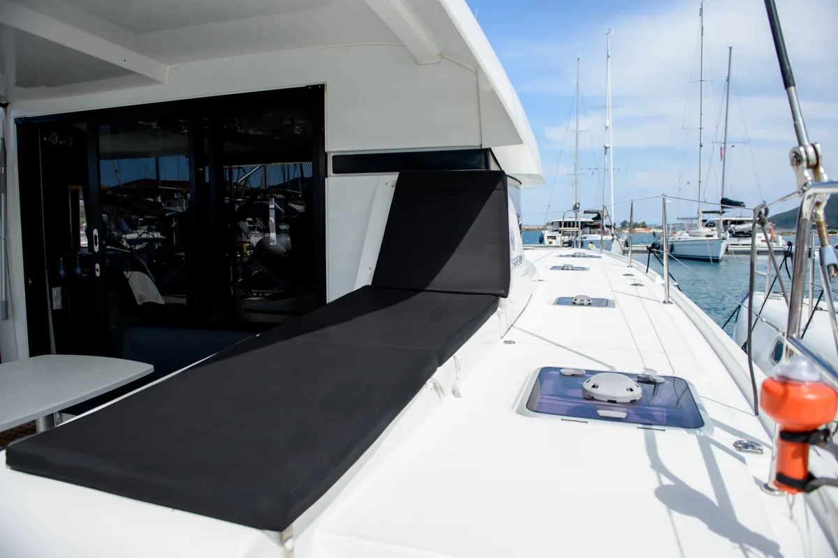 Deck of Full Moon, a Lagoon 42 catamaran at Municipal Unit of Lefkada, Greece