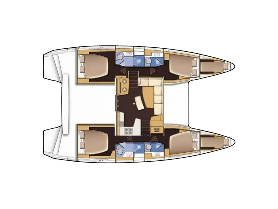 Salon of Full Moon, a Lagoon 42 catamaran at Municipal Unit of Lefkada, Greece