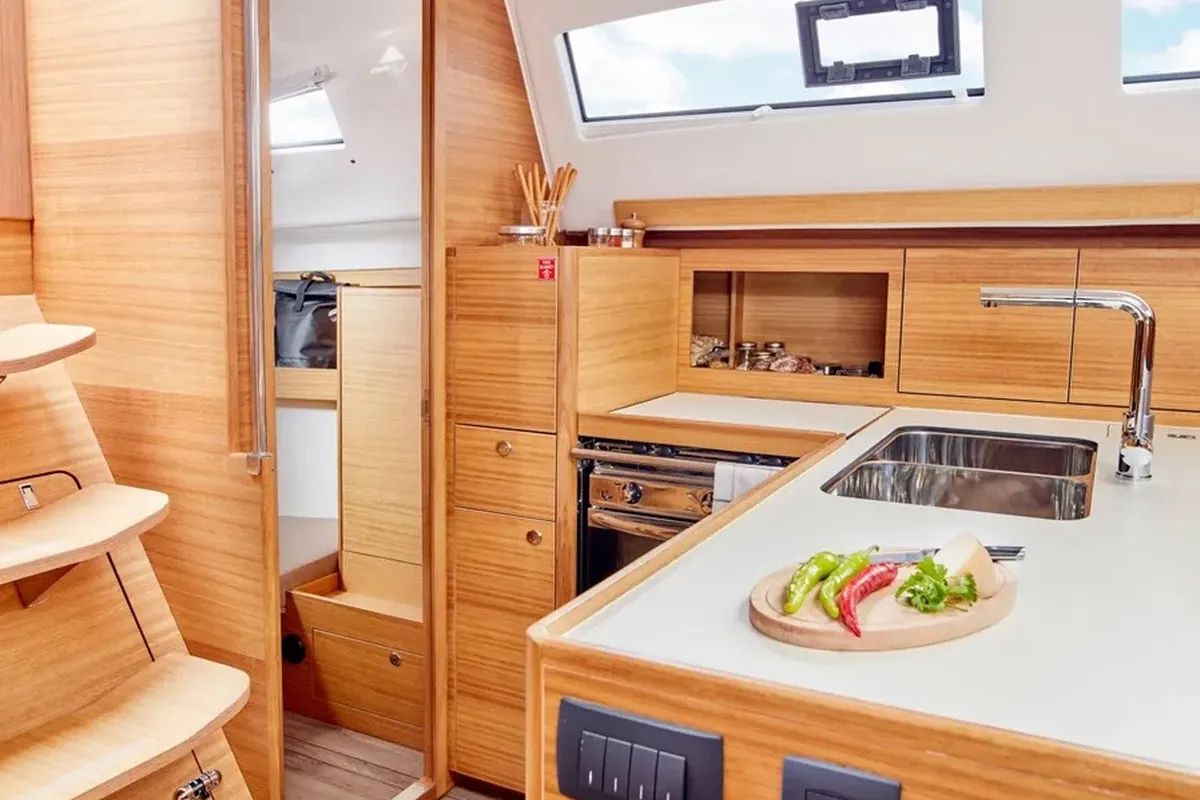 Galley of Oto, a Elan Impression 40.1 sailboat at Grad Šibenik, Croatia