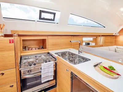 Galley of Oto, a Elan Impression 40.1 sailboat at Grad Šibenik, Croatia