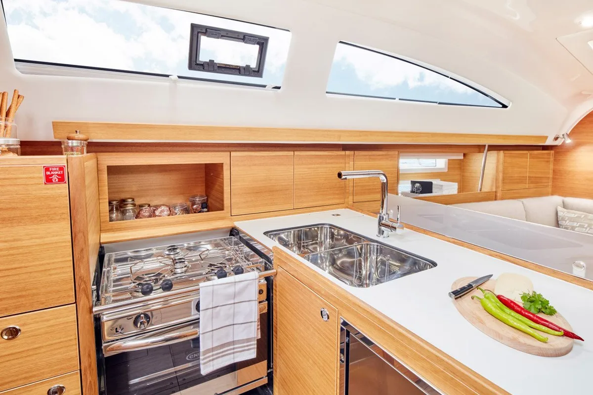Galley of Oto, a Elan Impression 40.1 sailboat at Grad Šibenik, Croatia