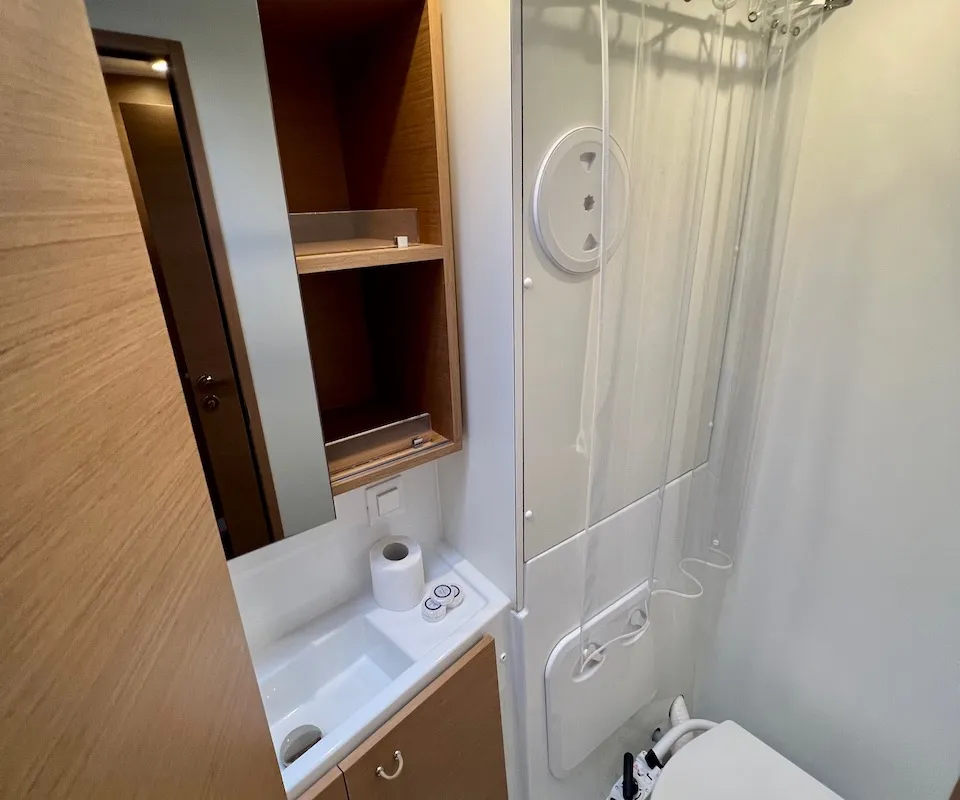 Exterior view of Silver Kiss, a Excess 12 - 4 + 1 + 1 cab. catamaran at Dubrovnik, Croatia