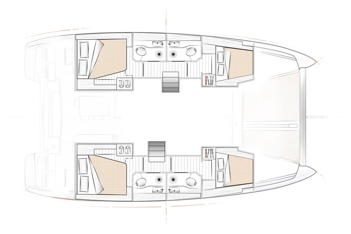 Cabin on Silver Kiss, a Excess 12 - 4 + 1 + 1 cab. catamaran at Dubrovnik, Croatia