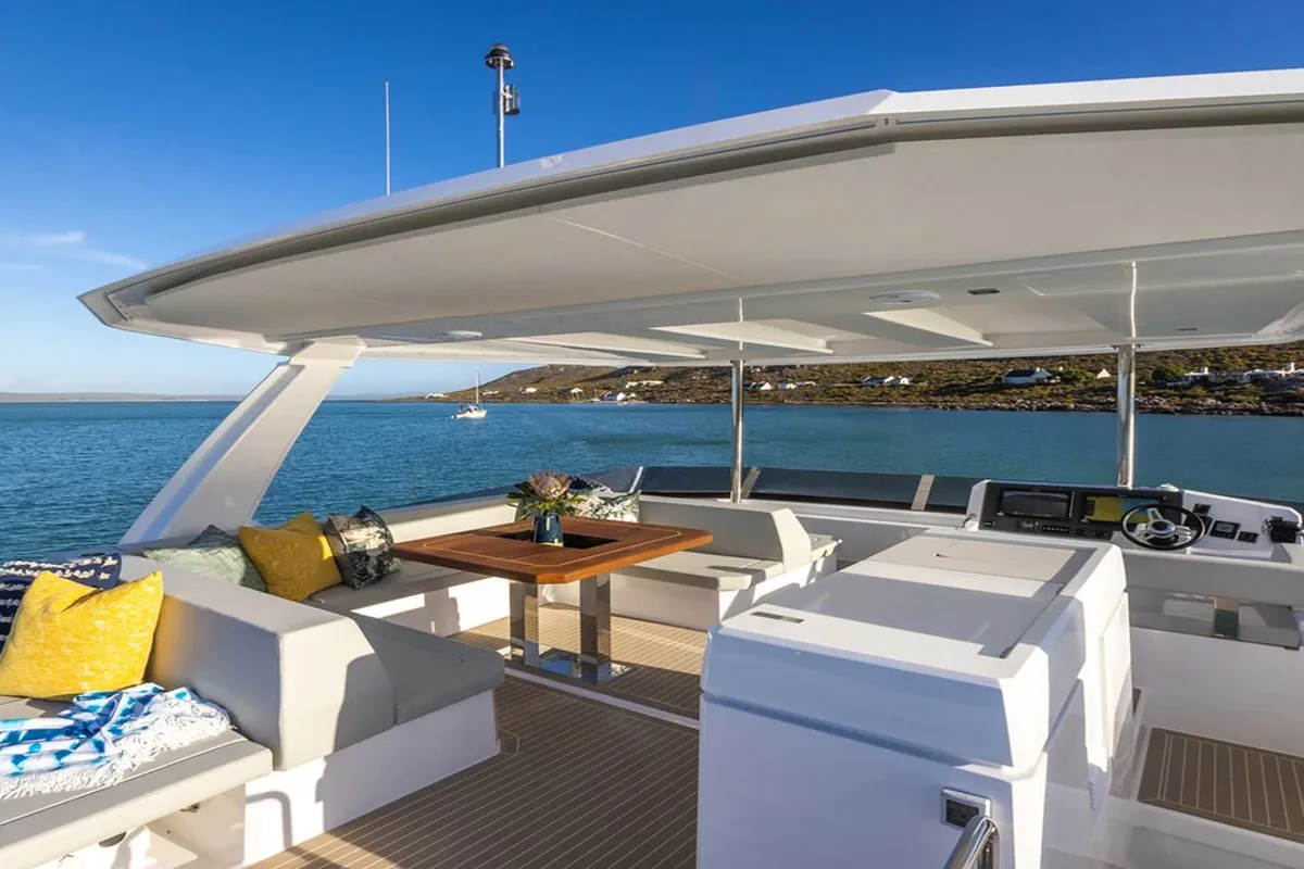 Deck of Moorings 464pc Exclusive, a Leopard 46PC catamaran at Road Town, British Virgin Islands