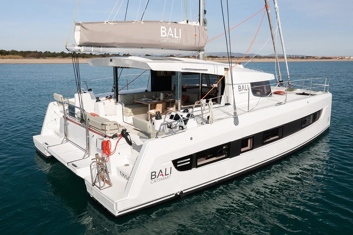 Exterior view of GoWithTheFlow, a Bali Catsmart catamaran at Seget Donji, Croatia