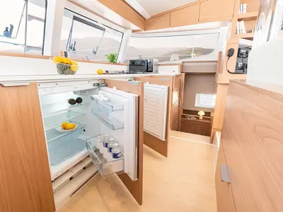 Galley of GoWithTheFlow, a Bali Catsmart catamaran at Seget Donji, Croatia