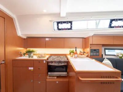 Galley of Freya, a Bavaria C38 sailboat at Pirovac, Croatia