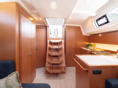 Salon of Freya, a Bavaria C38 sailboat at Pirovac, Croatia