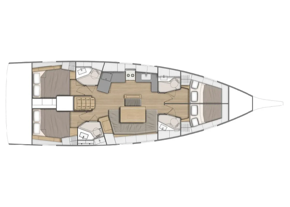Floor plan of Pathos - Comfort Line, a Beneteau Oceanis 46.1 sailboat at Tonnarella, Italy
