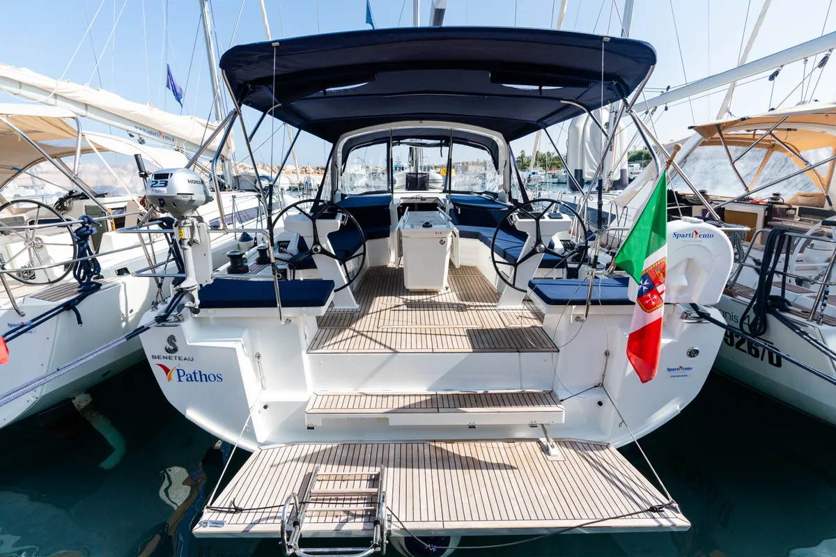 Exterior view of Pathos - Comfort Line, a Beneteau Oceanis 46.1 sailboat at Tonnarella, Italy