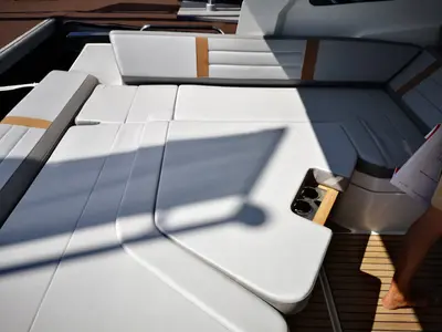 Deck of Speed, a Beneteau Gran Turismo 32 motorboat at Grad Pula, Croatia