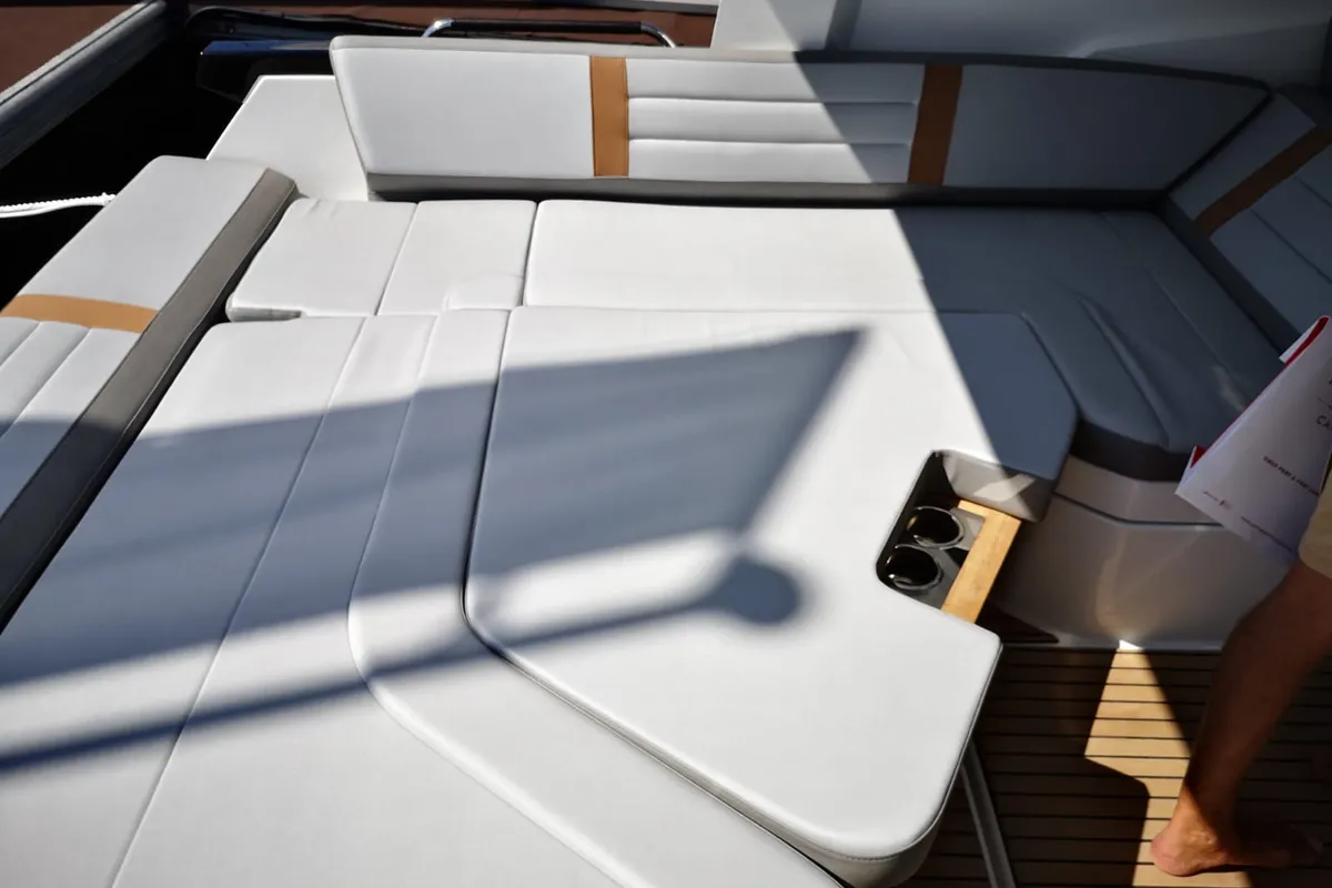 Deck of Speed, a Beneteau Gran Turismo 32 motorboat at Grad Pula, Croatia