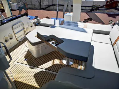Deck of Speed, a Beneteau Gran Turismo 32 motorboat at Grad Pula, Croatia