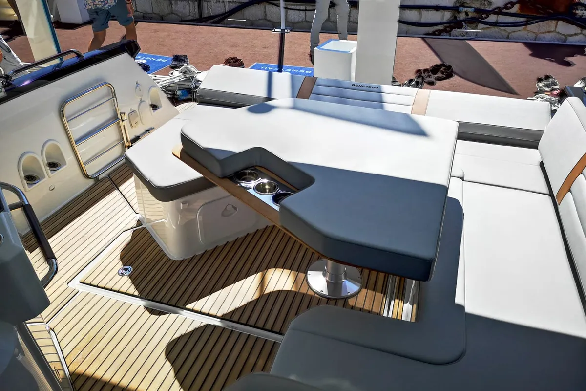 Deck of Speed, a Beneteau Gran Turismo 32 motorboat at Grad Pula, Croatia
