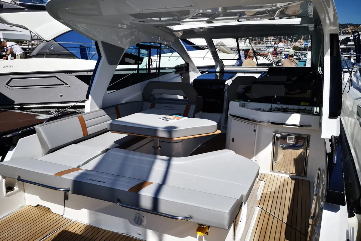 Deck of Speed, a Beneteau Gran Turismo 32 motorboat at Grad Pula, Croatia