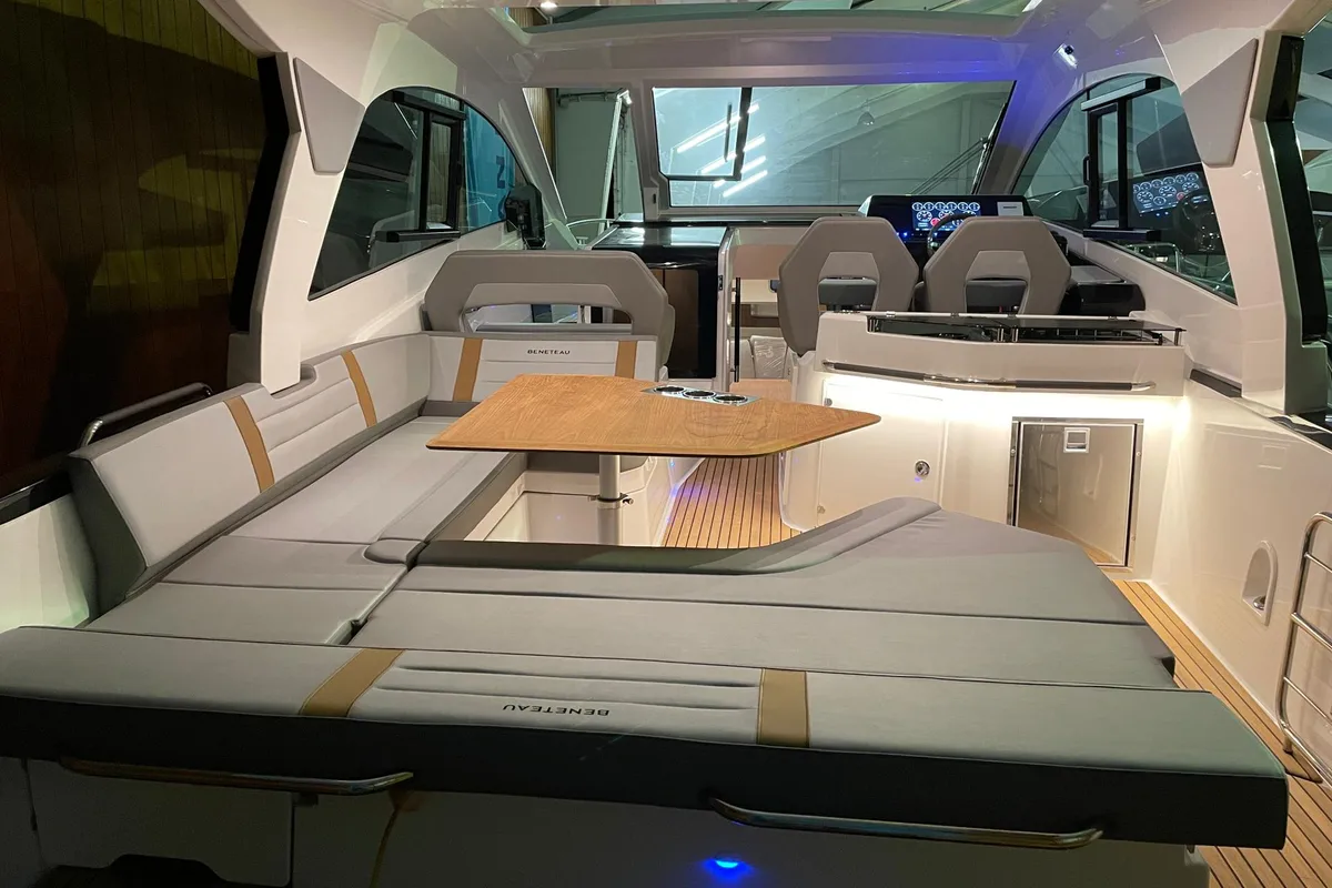 Salon of Speed, a Beneteau Gran Turismo 32 motorboat at Grad Pula, Croatia
