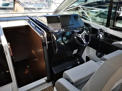 Cockpit of Speed, a Beneteau Gran Turismo 32 motorboat at Grad Pula, Croatia