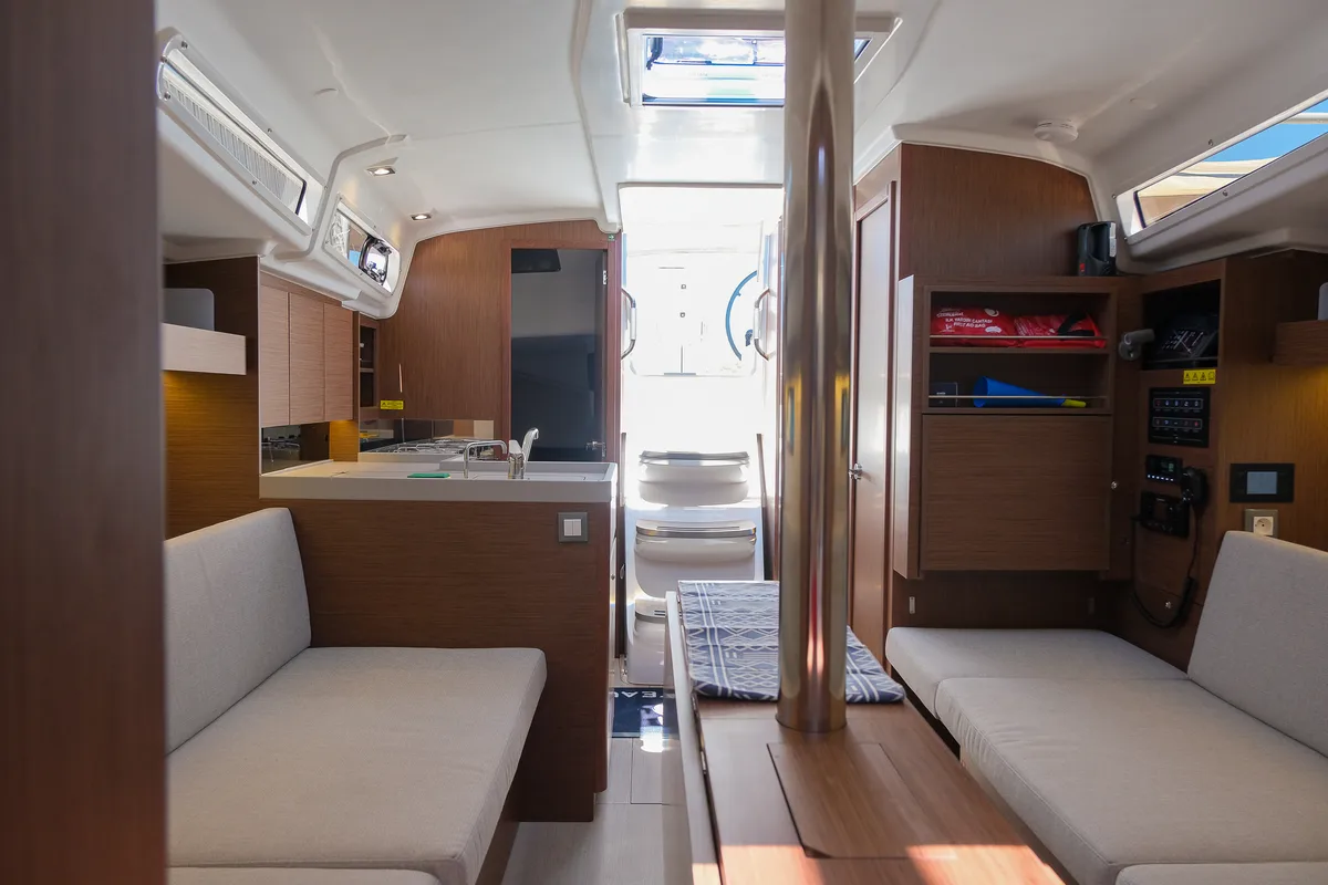 Salon of Ersa, a Beneteau Oceanis 34.1 sailboat at Fethiye, Turkey