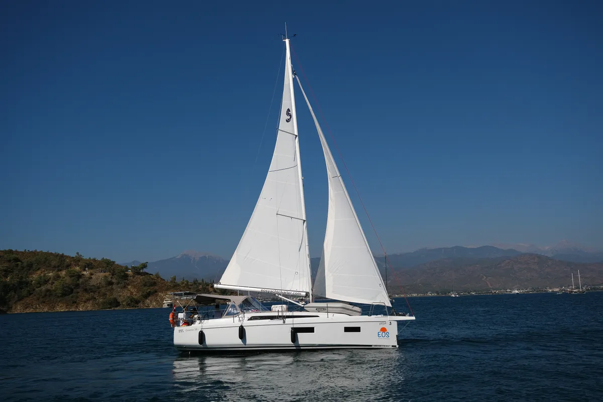 Exterior view of Ersa, a Beneteau Oceanis 34.1 sailboat at Fethiye, Turkey