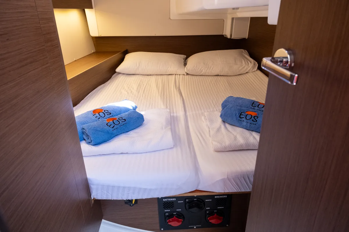 Cabin on Ersa, a Beneteau Oceanis 34.1 sailboat at Fethiye, Turkey