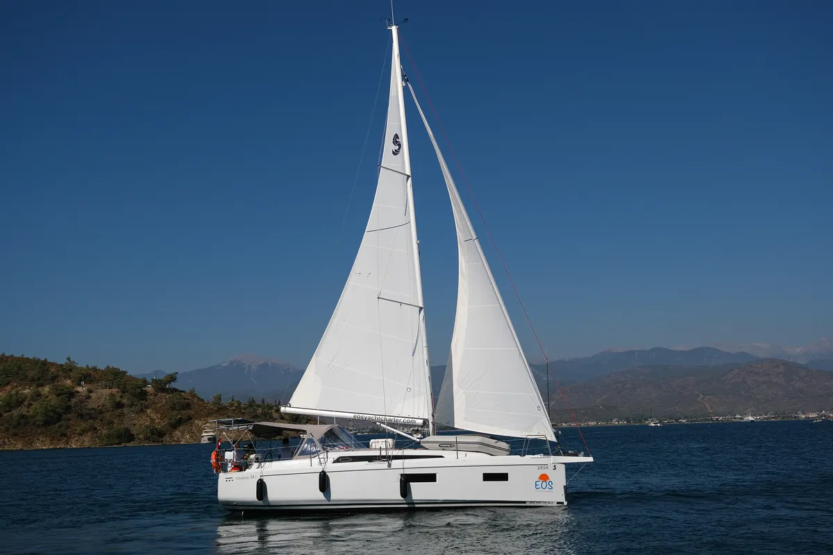 Exterior view of Ersa, a Beneteau Oceanis 34.1 sailboat at Fethiye, Turkey