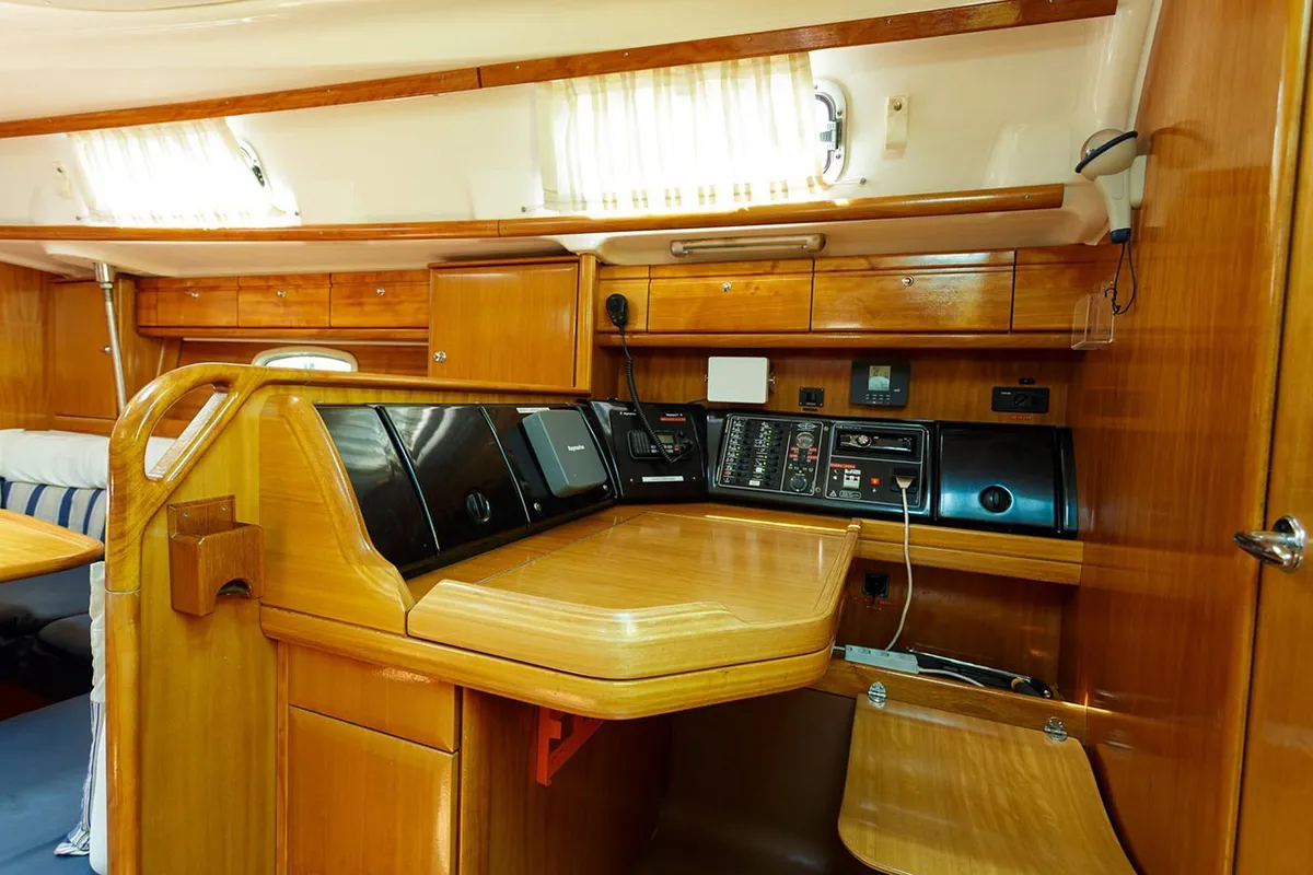 Salon of Lady Clam, a Bavaria 42 Cruiser sailboat at Split, Croatia