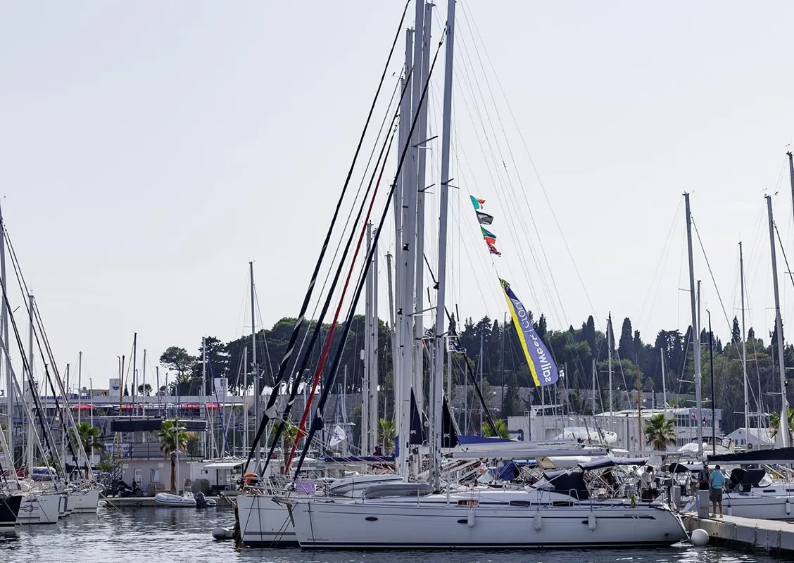 Exterior view of Lady Clam, a Bavaria 42 Cruiser sailboat at Split, Croatia