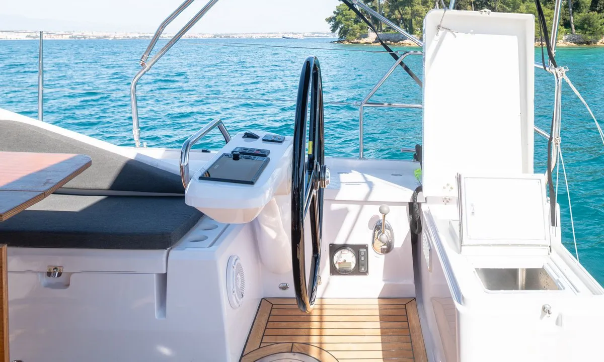Cockpit of Zara, a Elan Impression 45 sailboat at Zadar, Croatia
