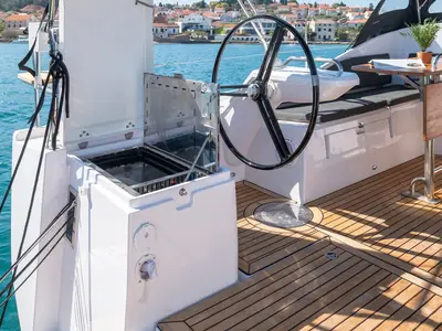 Deck of Zara, a Elan Impression 45 sailboat at Zadar, Croatia
