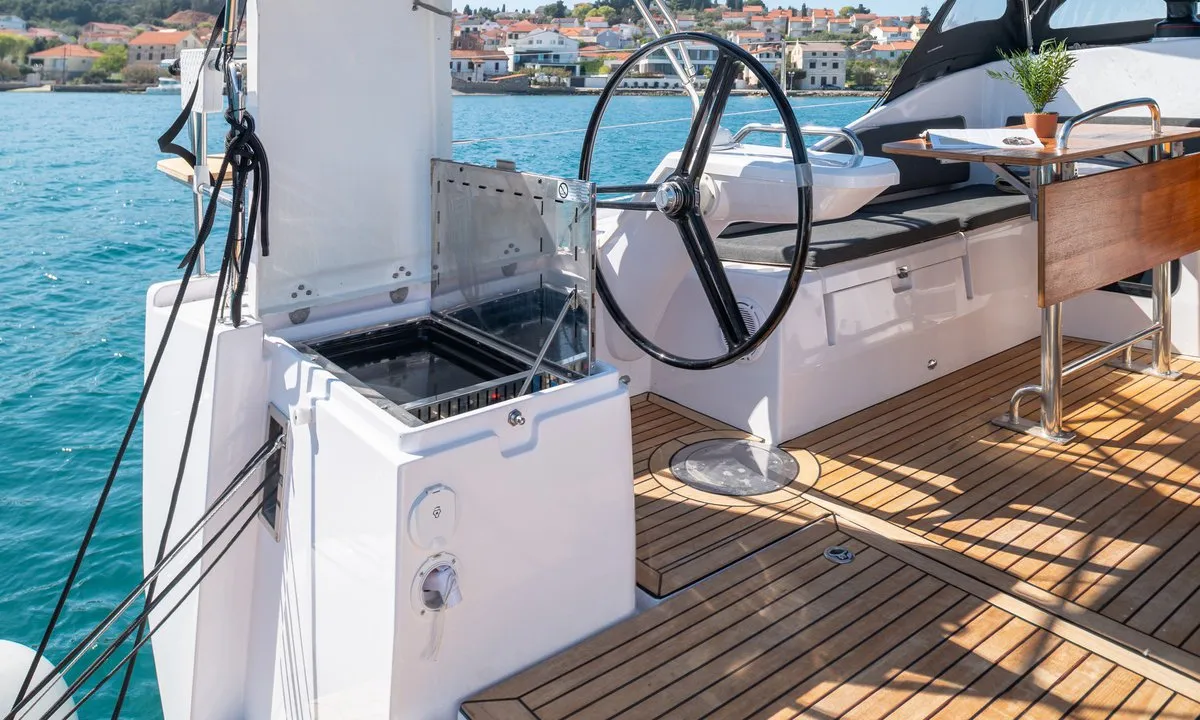 Deck of Zara, a Elan Impression 45 sailboat at Zadar, Croatia