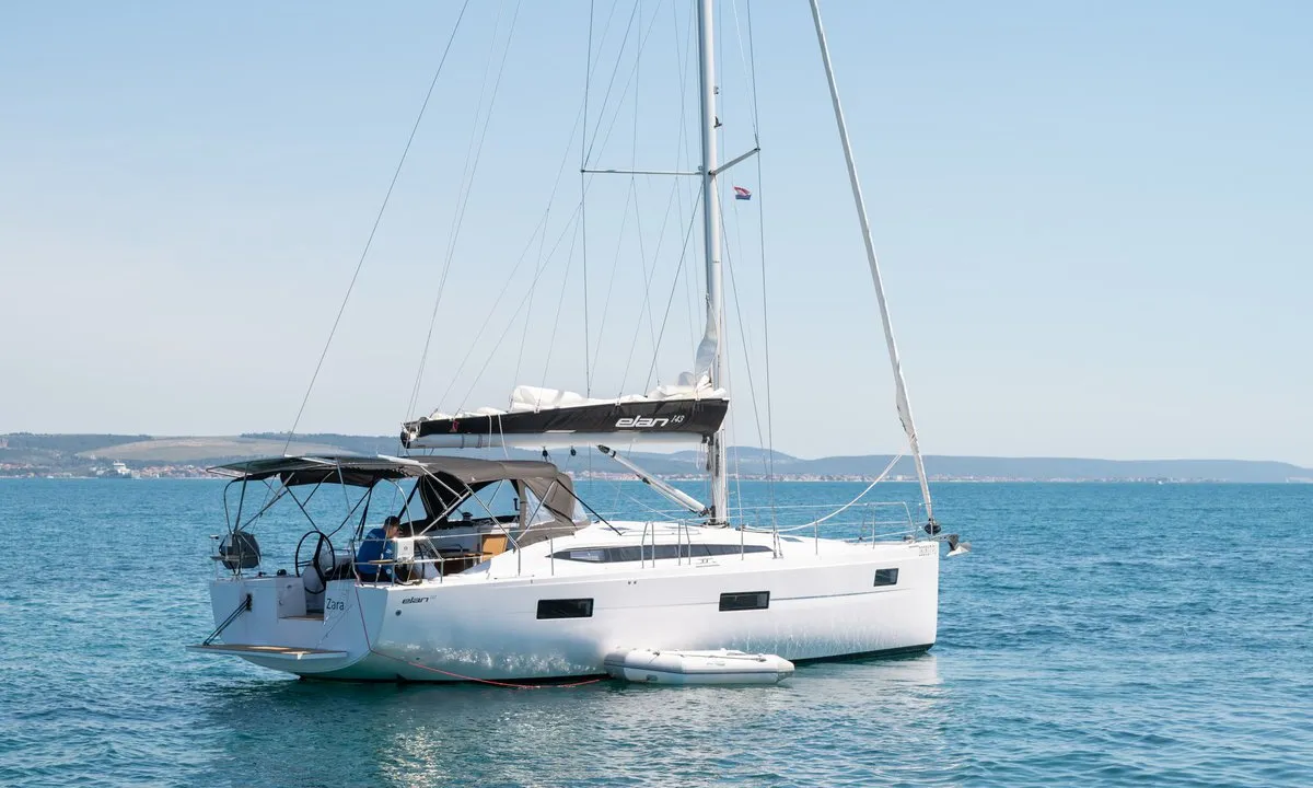 Exterior view of Zara, a Elan Impression 45 sailboat at Zadar, Croatia